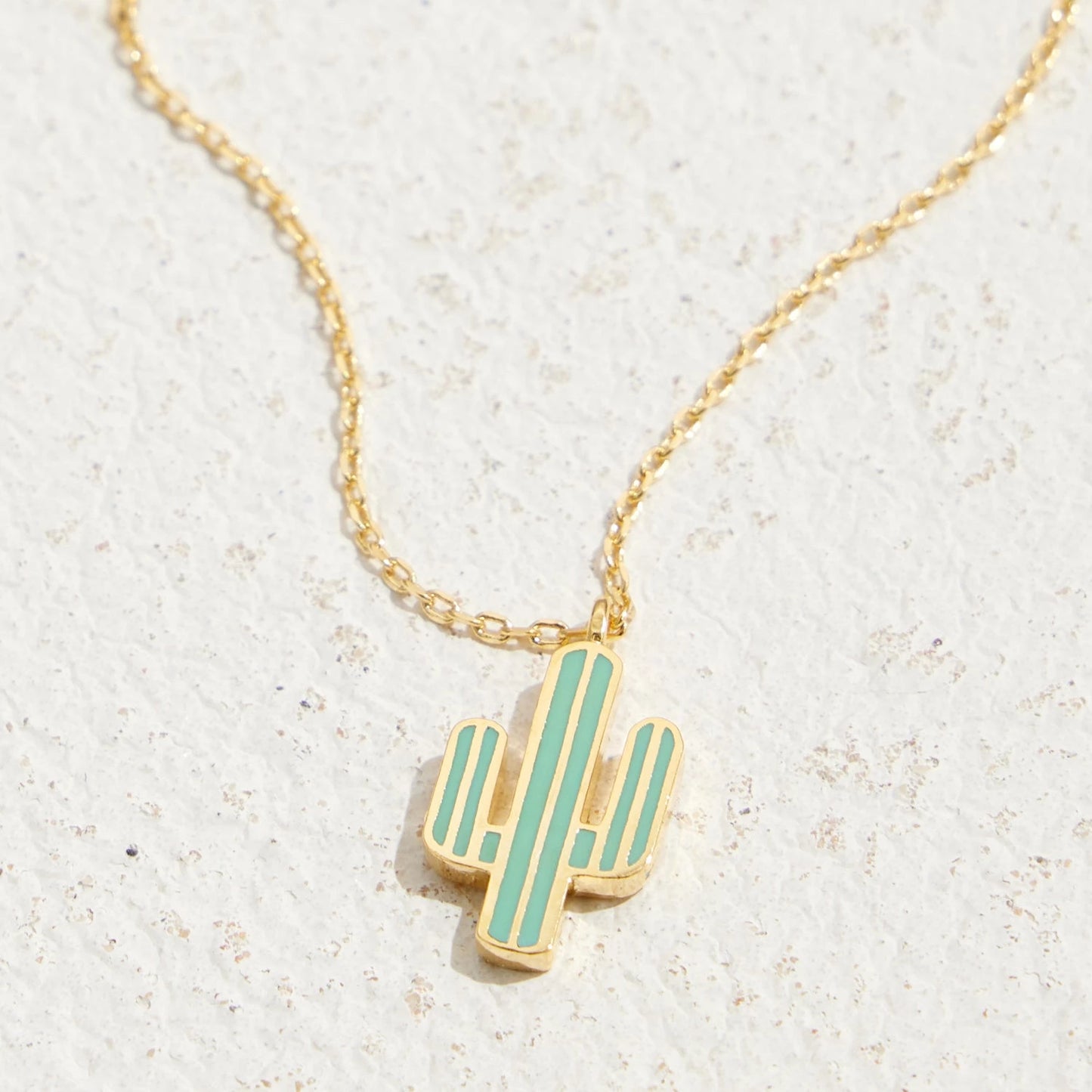 Gold Dipped Cactus Pendant Necklace