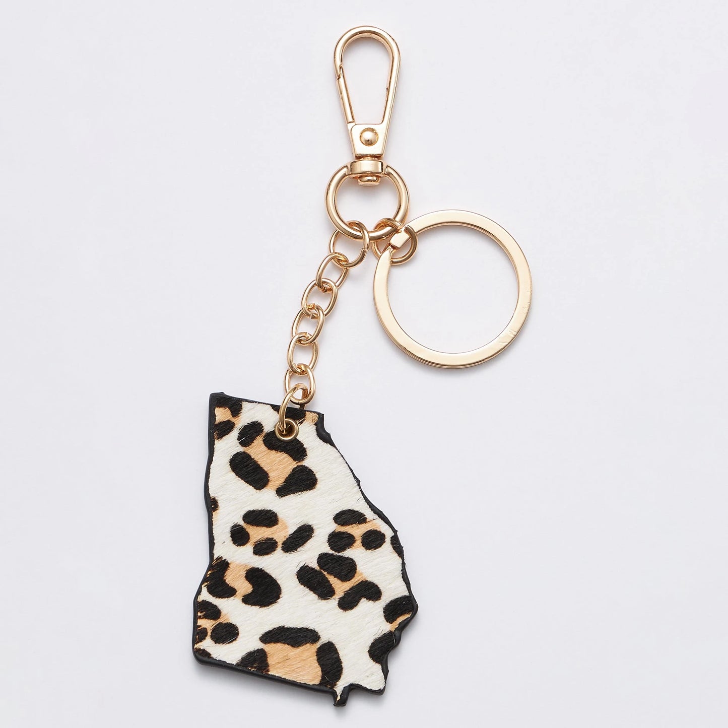 Genuine Leather Animal Print Georgia State Keychains