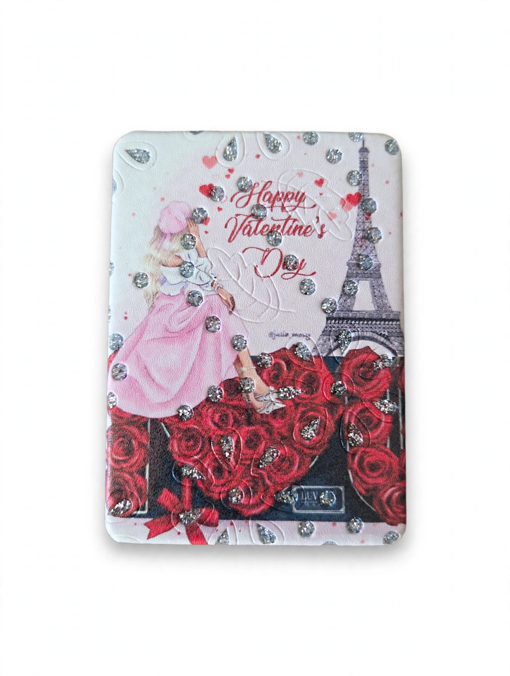 Glittered Paris Fashion Illustrated Mini Cosmetic Folding Mirror