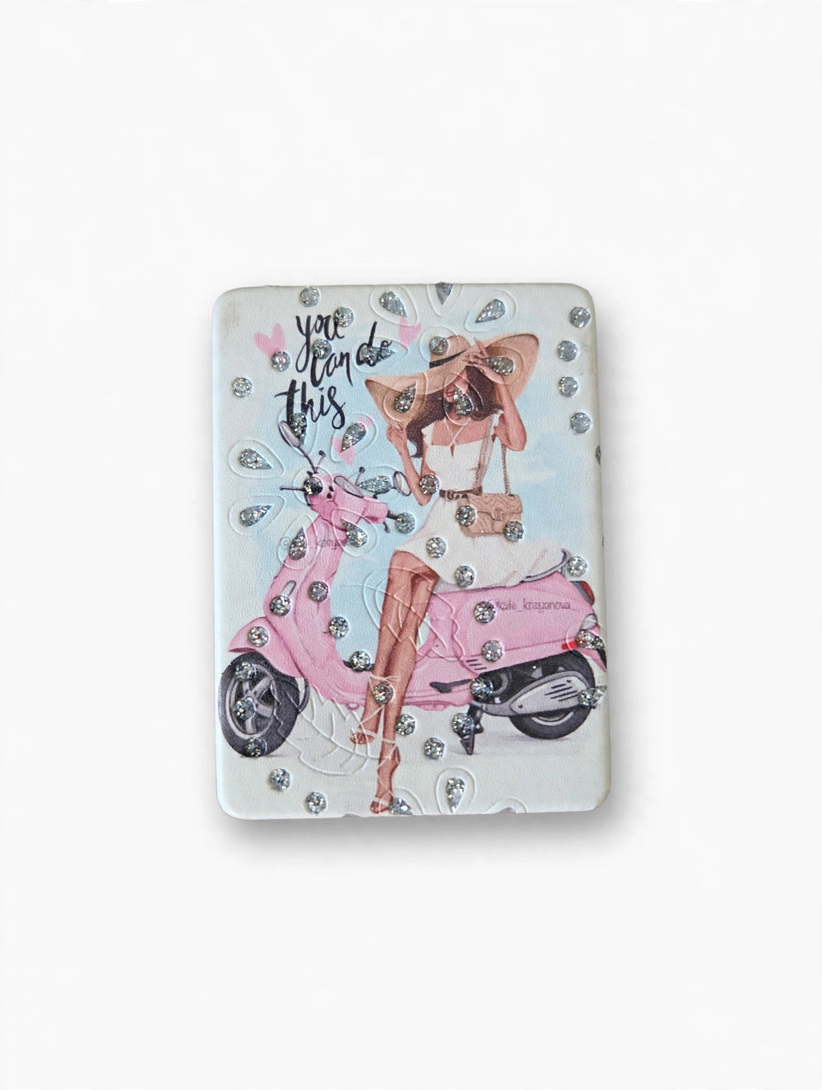 Glittered Paris Fashion Illustrated Mini Cosmetic Folding Mirror