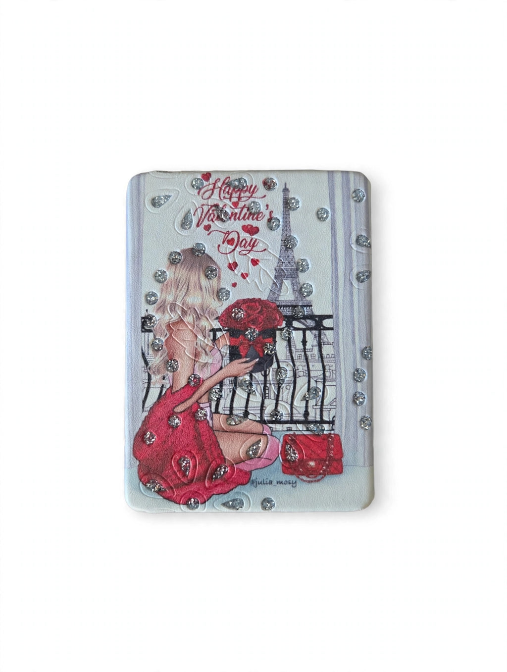 Glittered Paris Fashion Illustrated Mini Cosmetic Folding Mirror