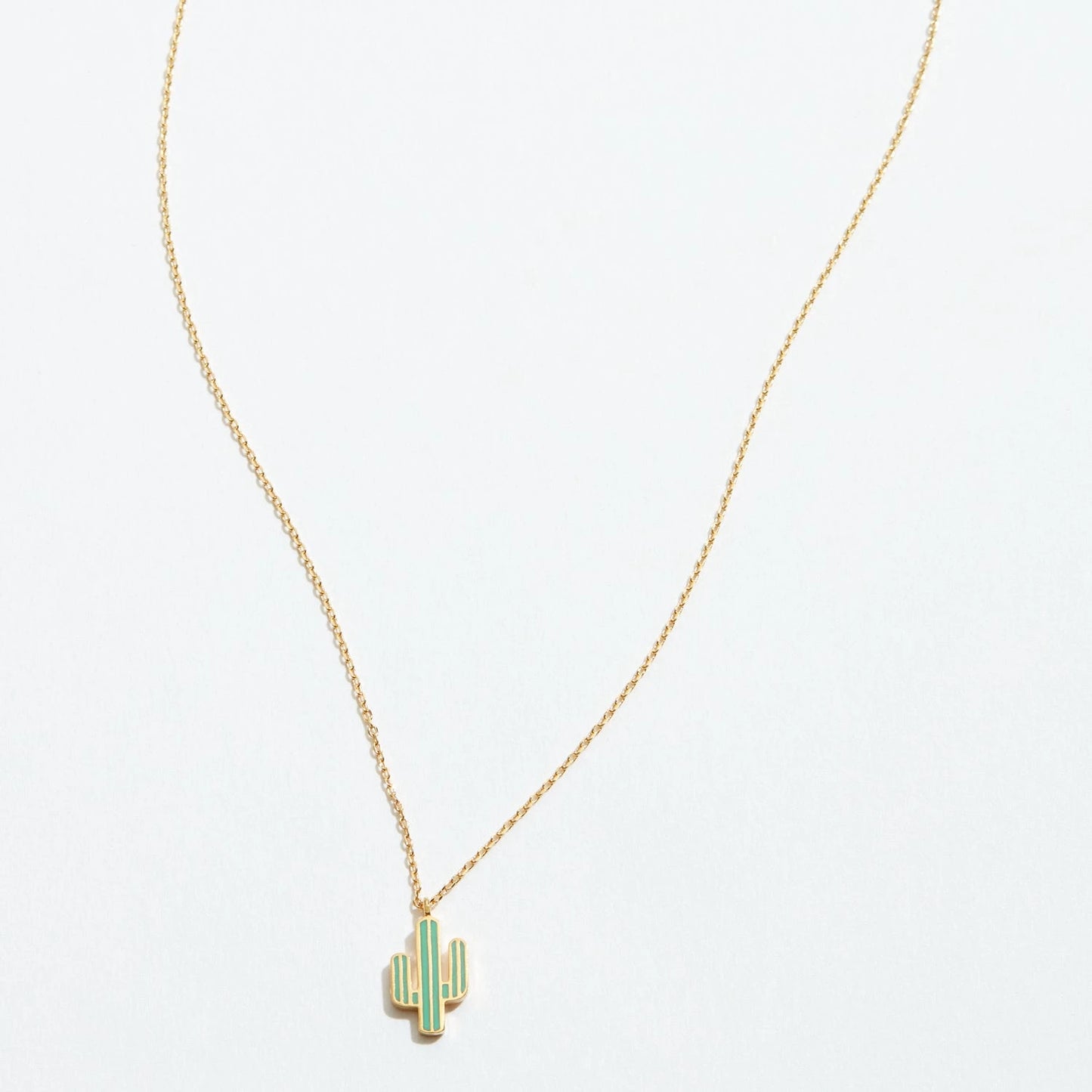 Gold Dipped Cactus Pendant Necklace