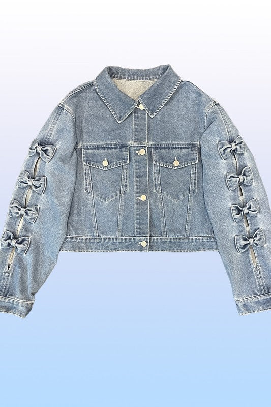 Cropped Bow denim jacket