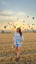 Italian Os White Love Van Knit Sweater 3/4 Sleeves