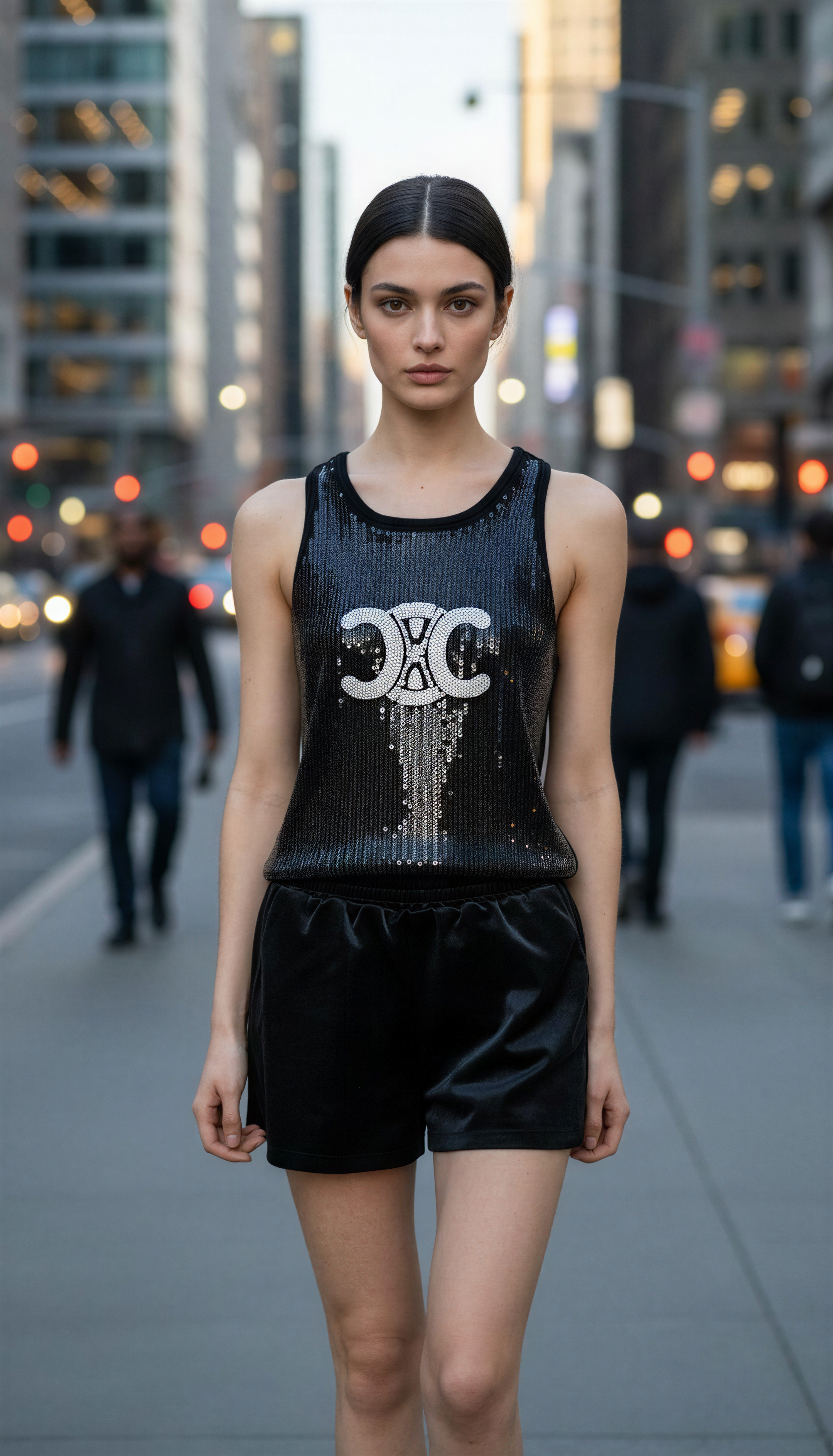 Celine Black Sequin Top