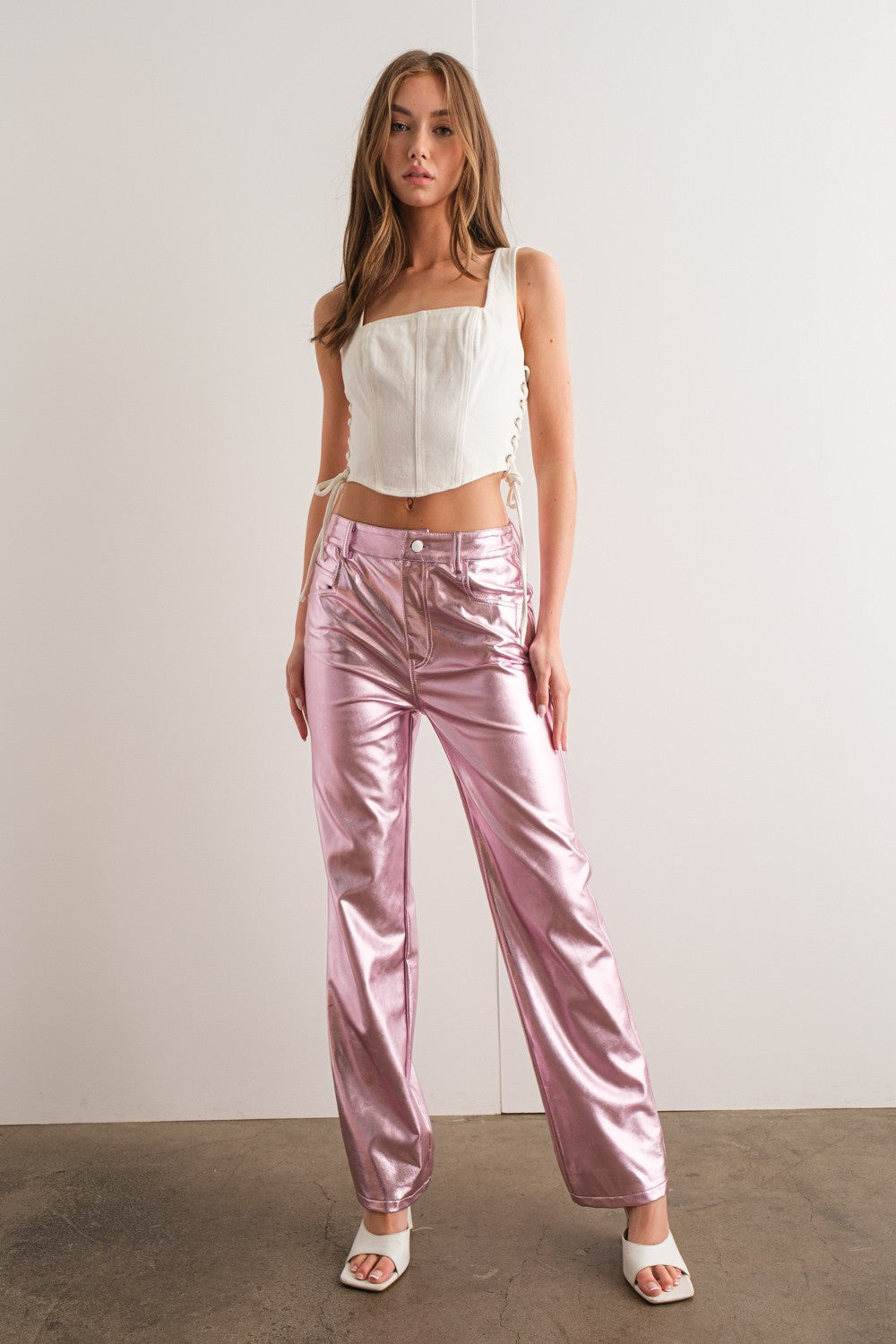 Pink Metallic Pants