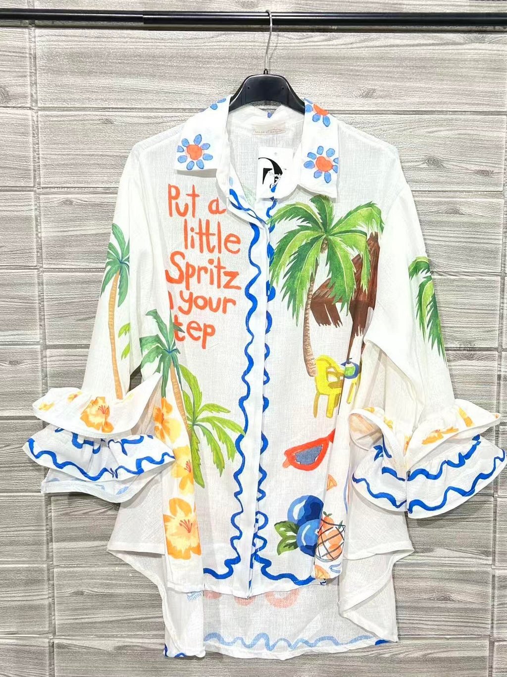 Tropical Italian Printed Blouse