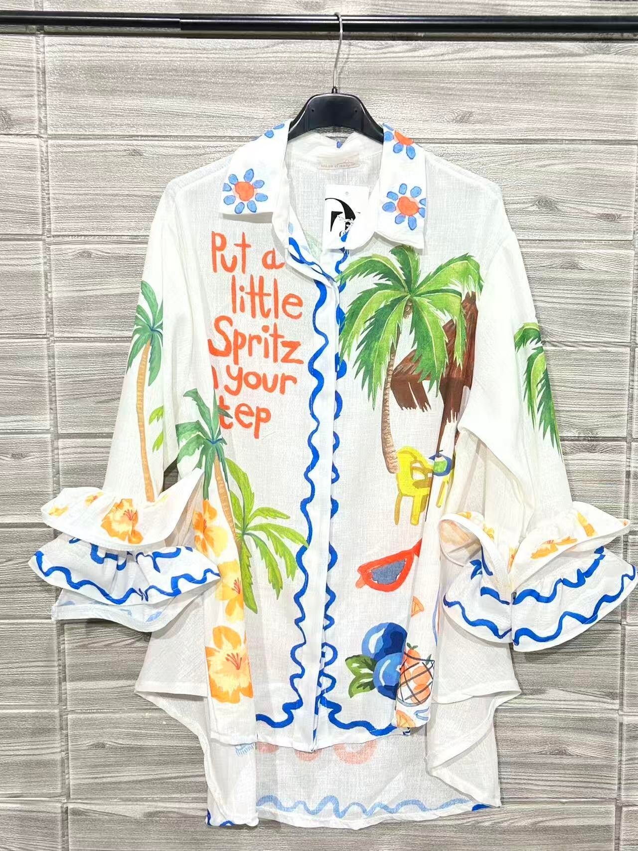 Tropical Italian Printed Blouse