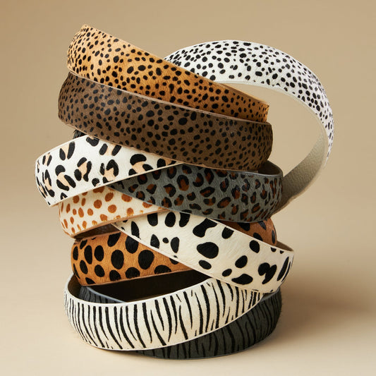 Genuine Leather Animal Print Headbands 1.5inch