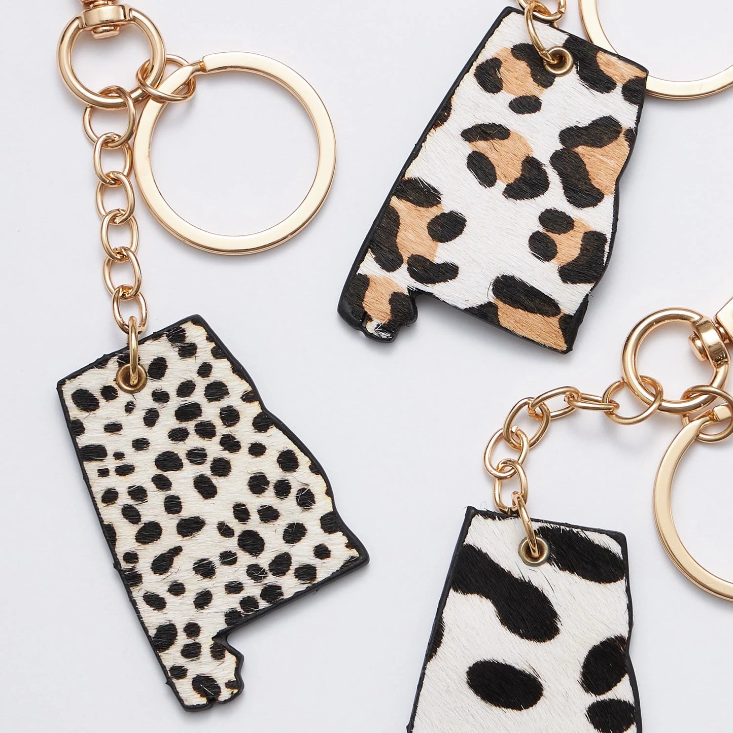 Genuine Leather Animal Print Alabama State Keychains