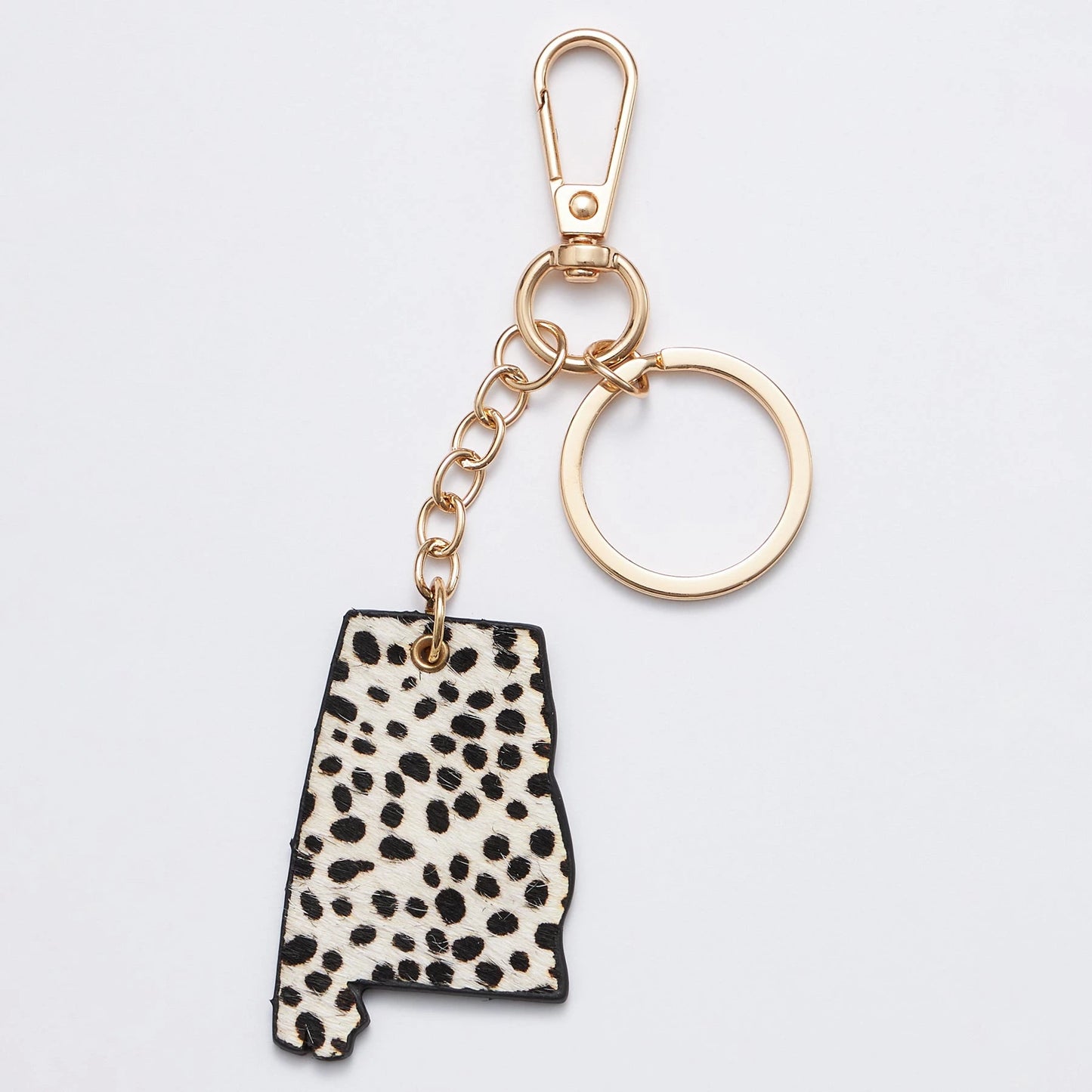 Genuine Leather Animal Print Alabama State Keychains