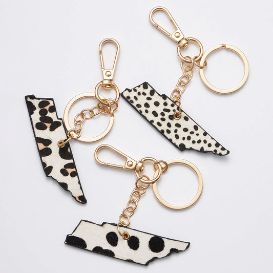 Genuine Leather Animal Print Tennessee State Keychains