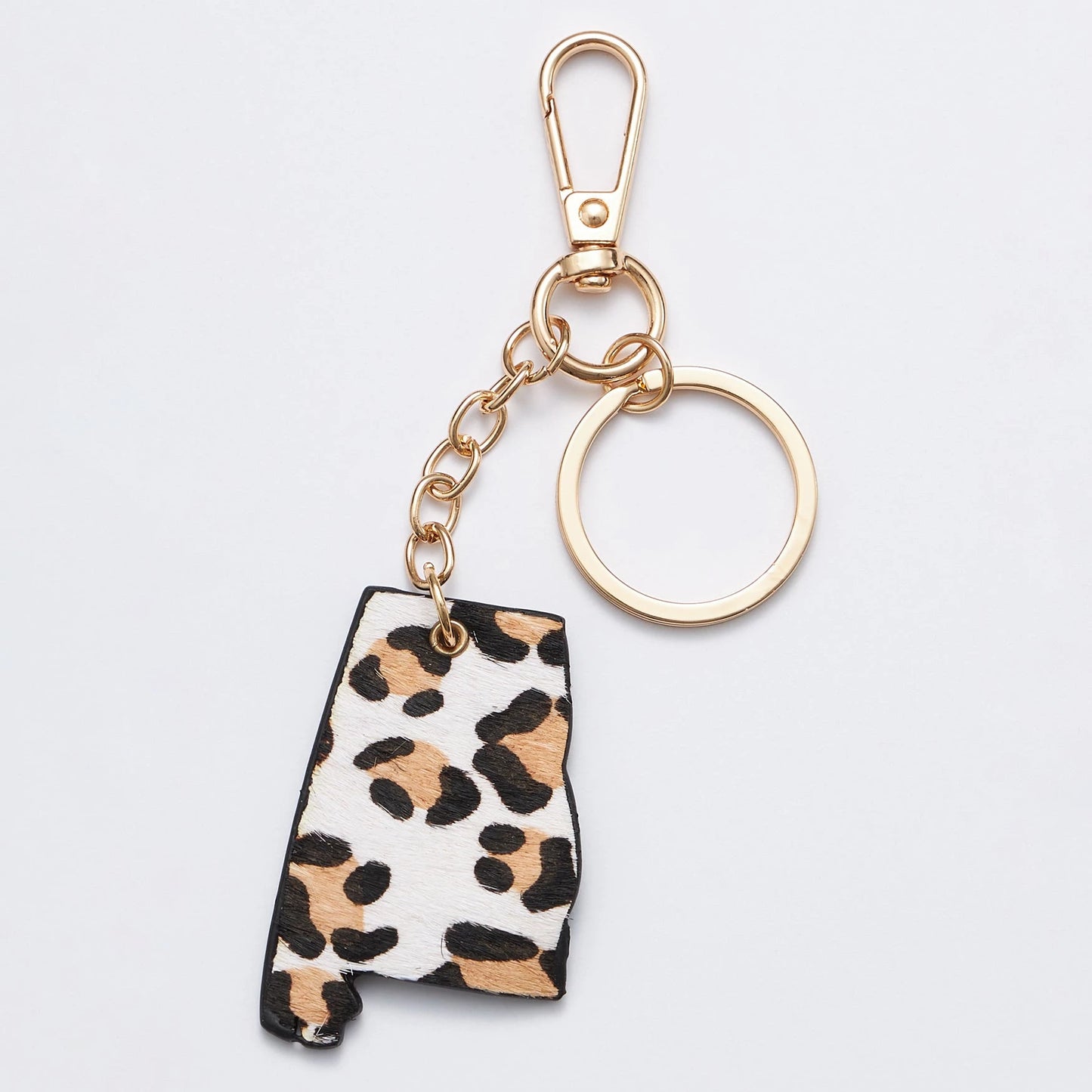 Genuine Leather Animal Print Alabama State Keychains