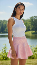 Solid Textured Flare Mini Skirt