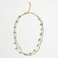 Gold Dipped Natural Stone Beaded Layered Necklace