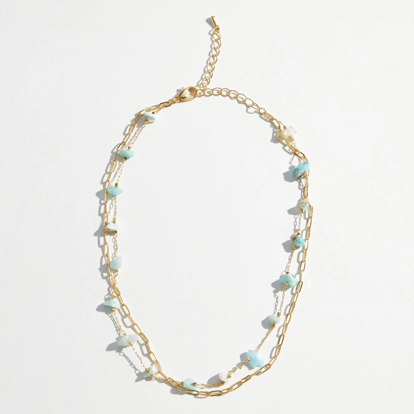 Gold Dipped Natural Stone Beaded Layered Necklace