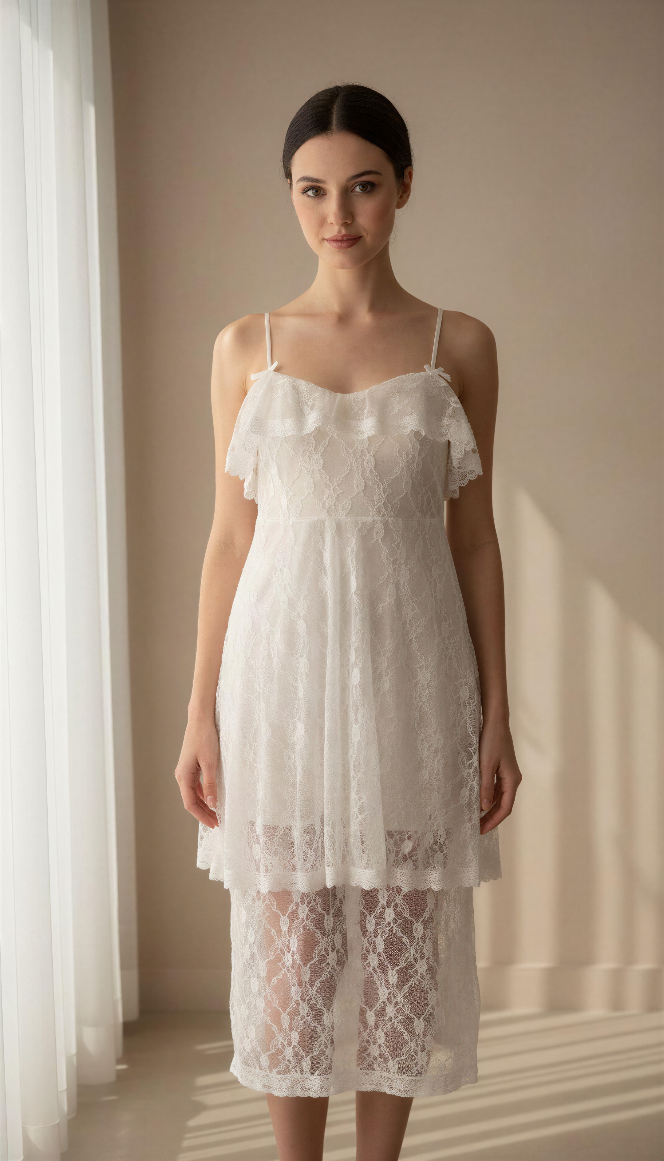 White Lace Layered Dress