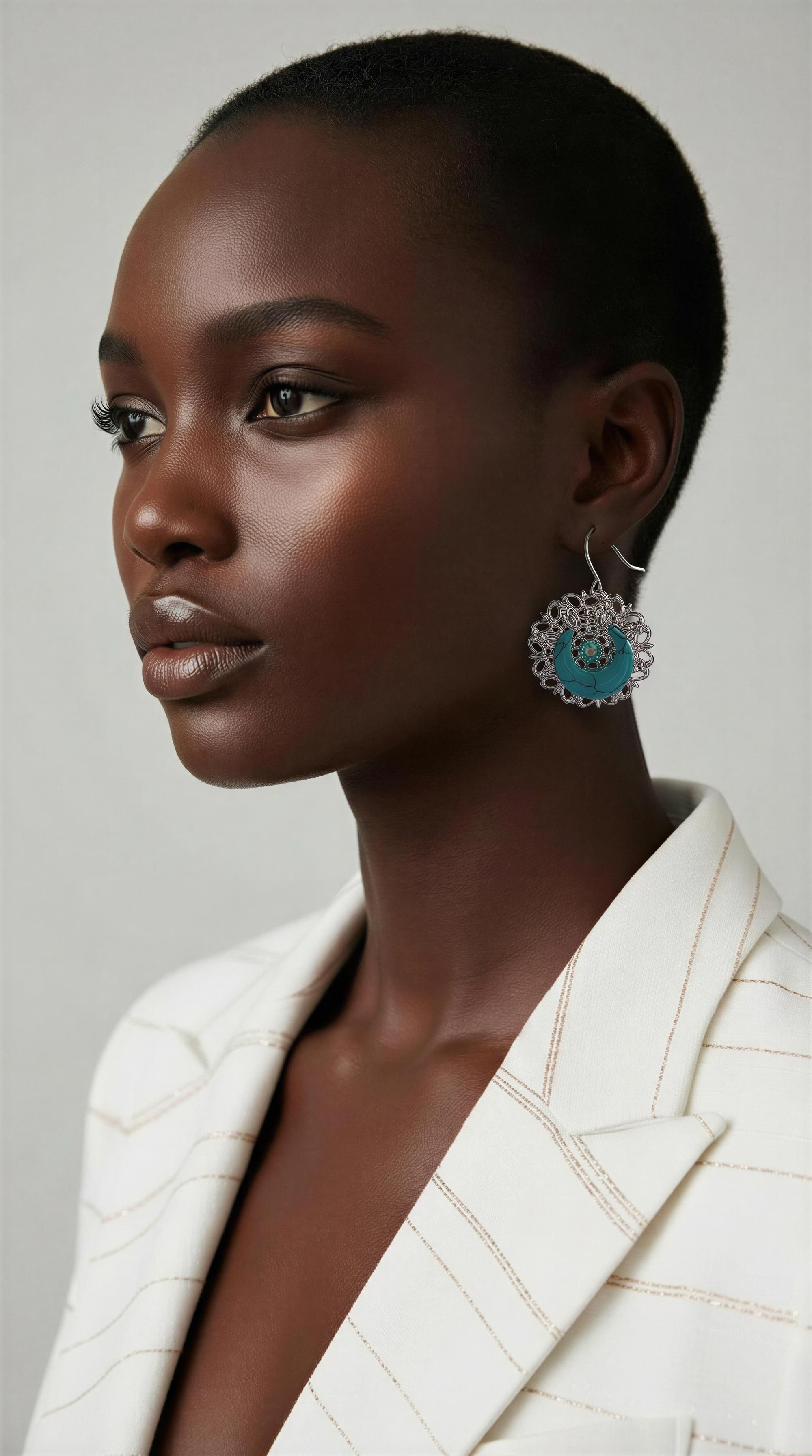 Turquoise & Aquamarine Crystal Filigree Earrings