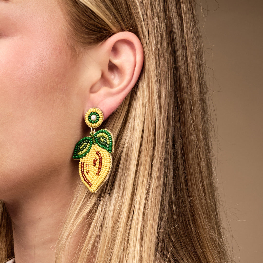 Beaded Earrings-Lemon