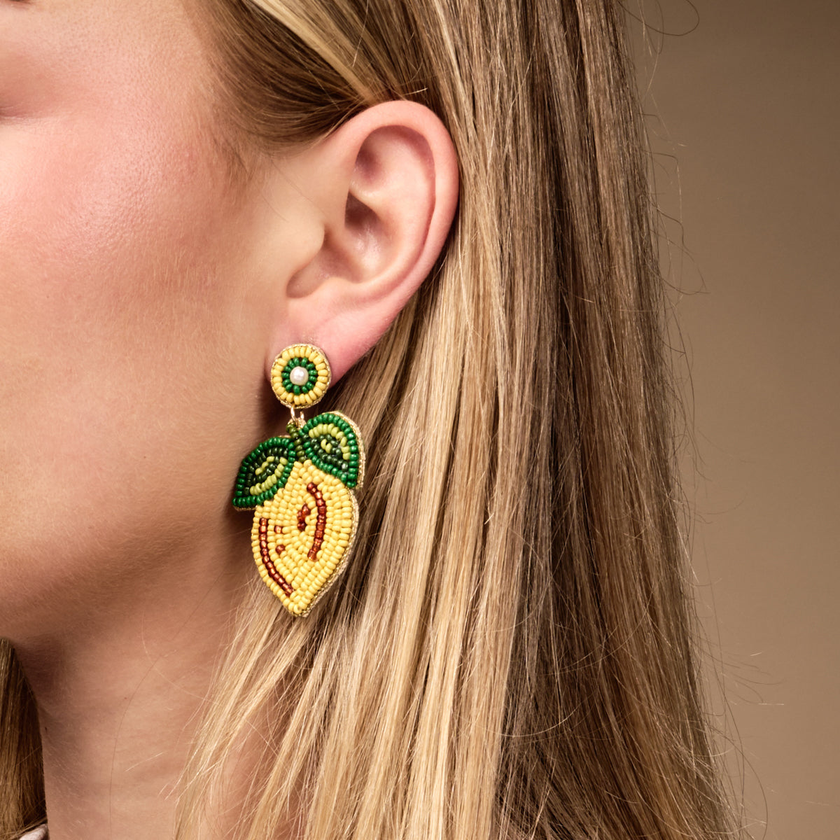 Beaded Earrings-Lemon