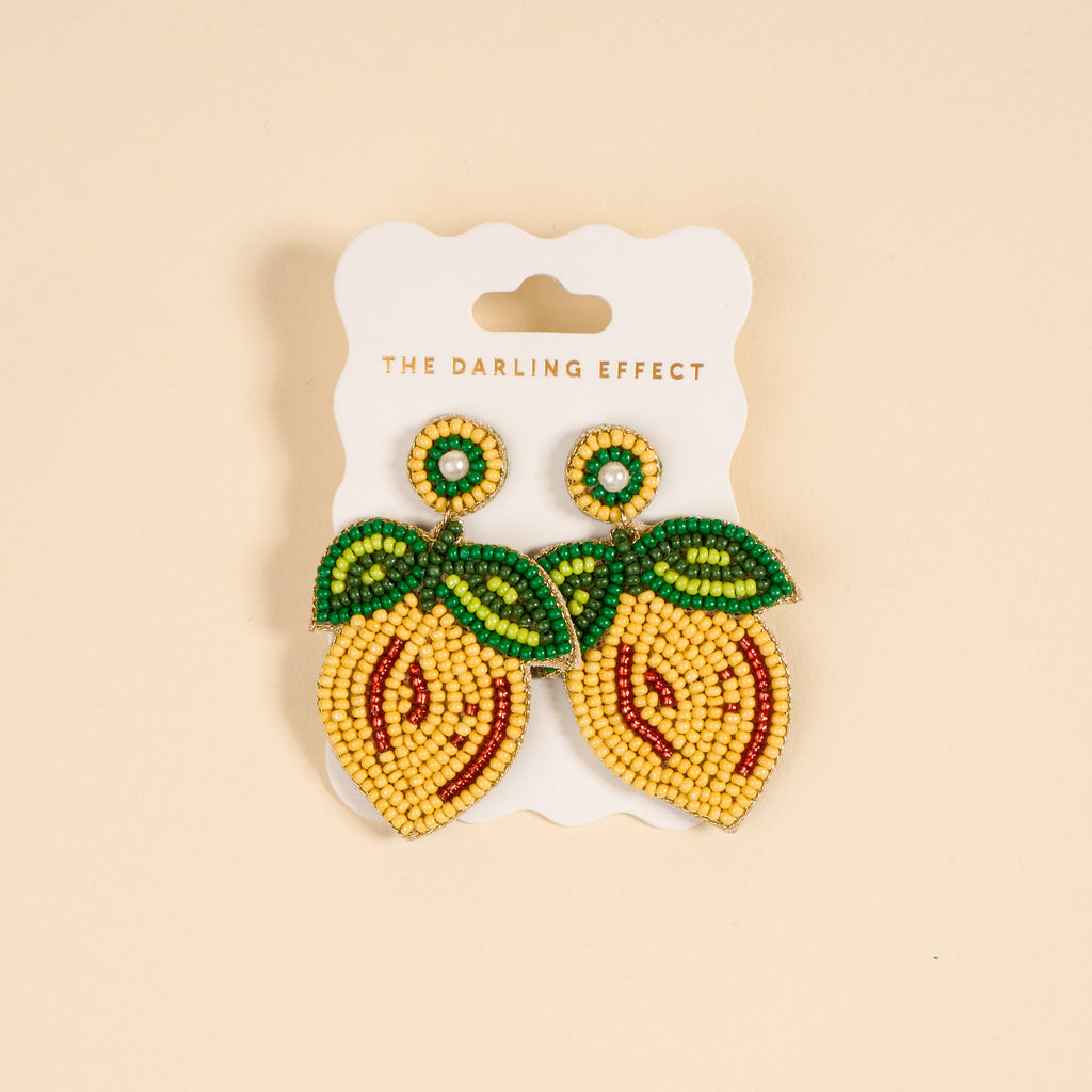 Beaded Earrings-Lemon