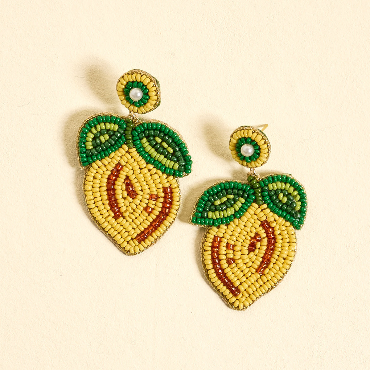 Beaded Earrings-Lemon