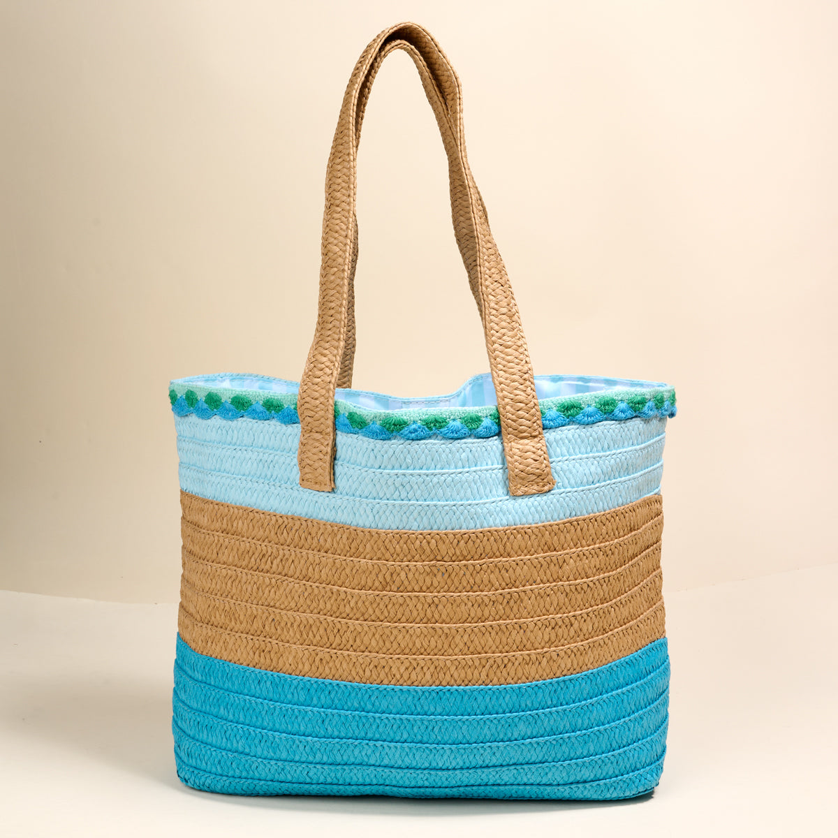 Straw & Sun Tote-Coastal Breeze