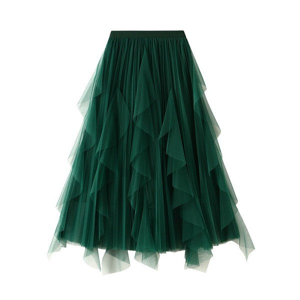 Pleated chiffon midi skirt