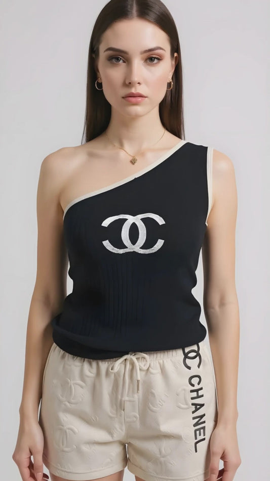 Chanel One Shoulder CC Top