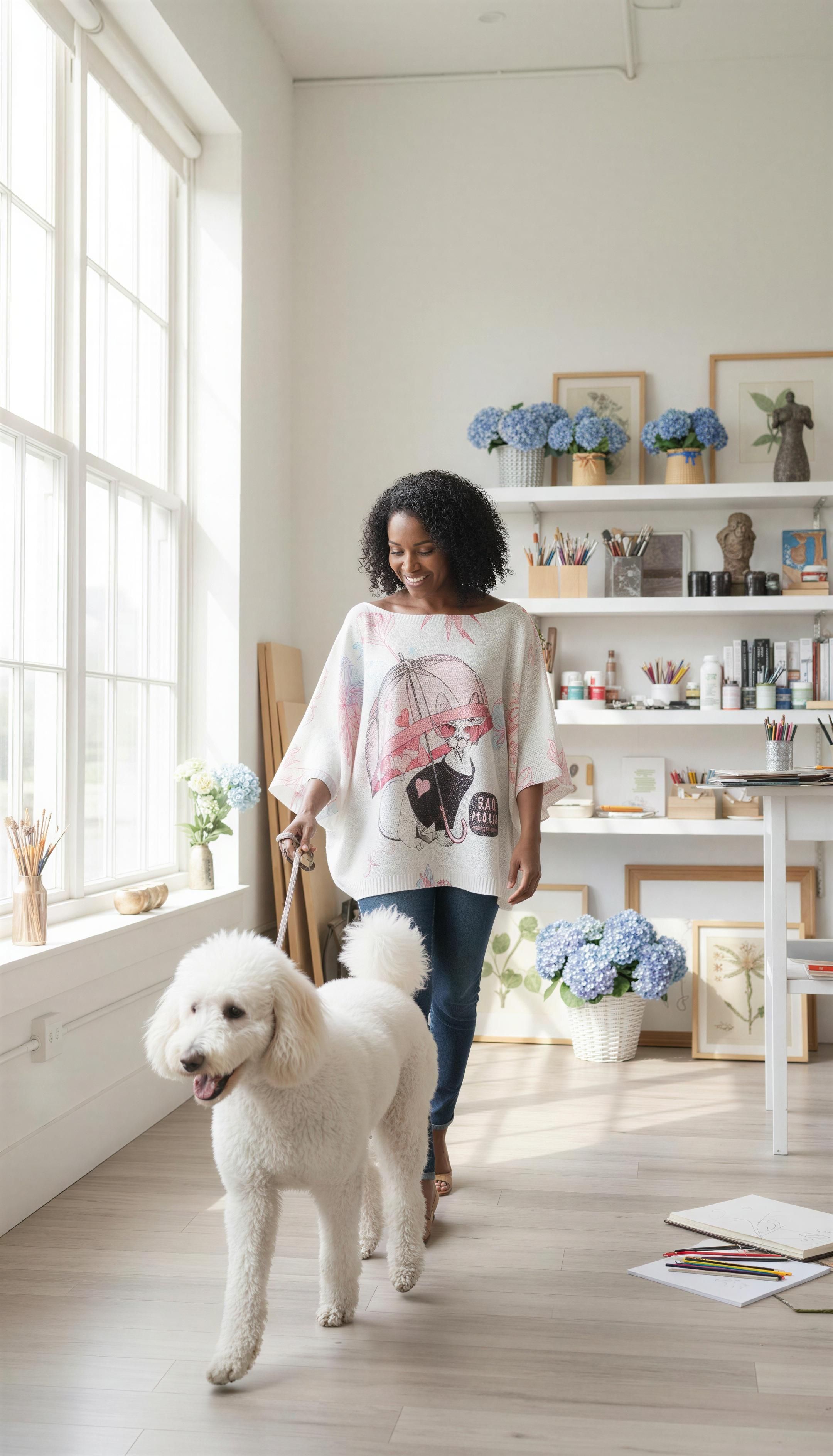 Italian Os Rainy Dog Printed Knit Sweater