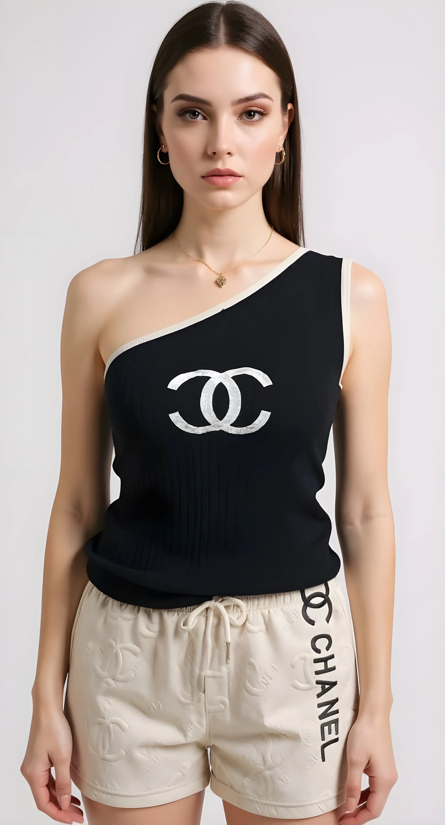 Chanel One Shoulder CC Top