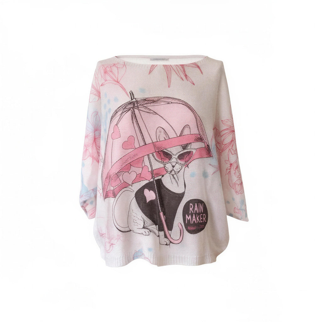 Italian Os Rainy Dog Printed Knit Sweater